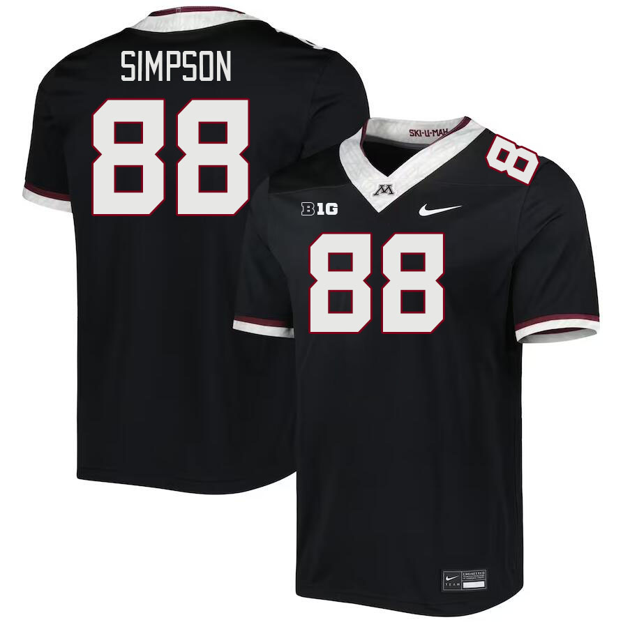 Men #88 Jacob Simpson Minnesota Golden Gophers College Football Jerseys Stitched-Black